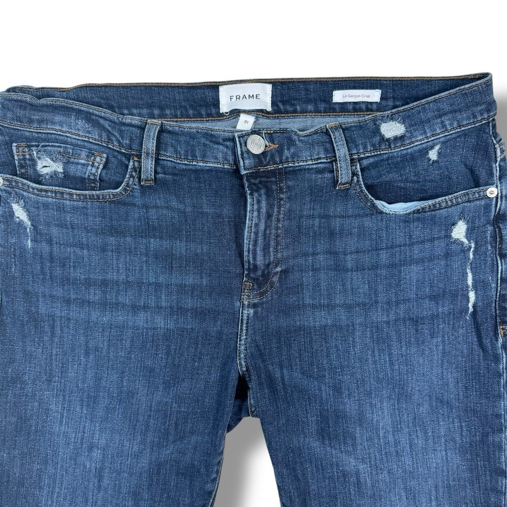 FRAME Le Garcon Crop Jeans Women's Dark Wash Size 31 Straight Leg Denim (36x24) - Picture 1 of 6